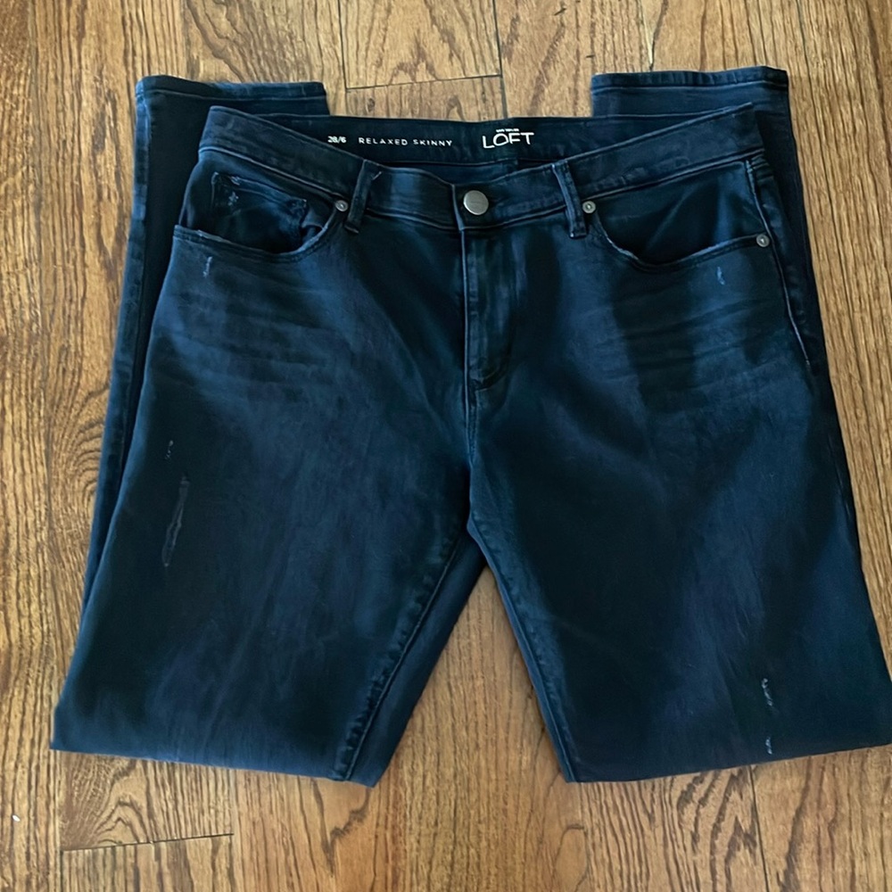 Ann Taylor Loft Black Relaxed Skinny Jeans, 28/6